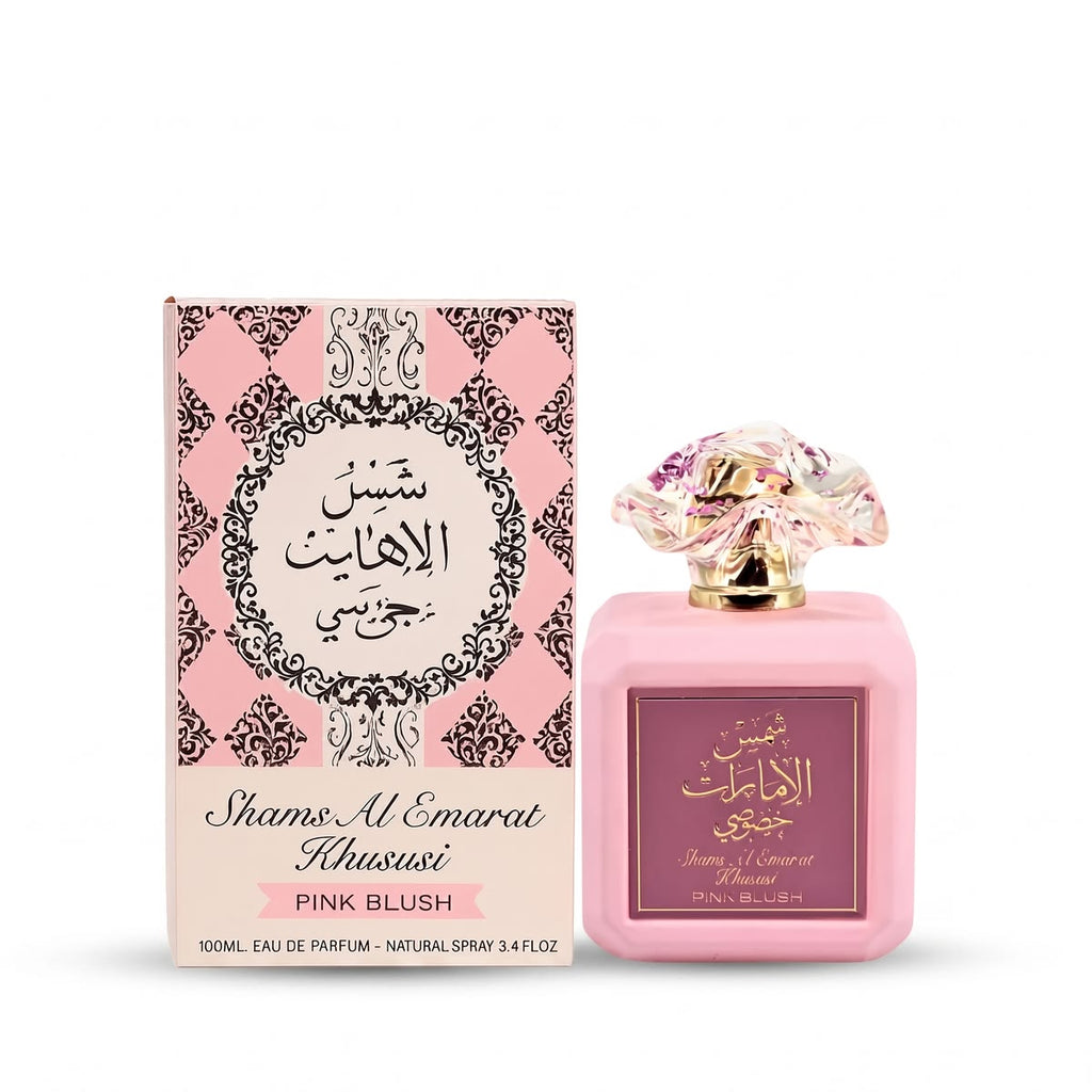 Ard Al Zaafaran Shams Al Emarat Khususi Pink Blush Eau de Parfum 100ml pink bottle