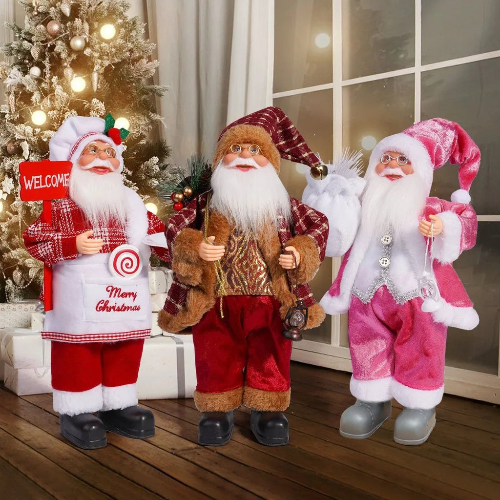Soft fabric Santa figurine displayed on an entryway table