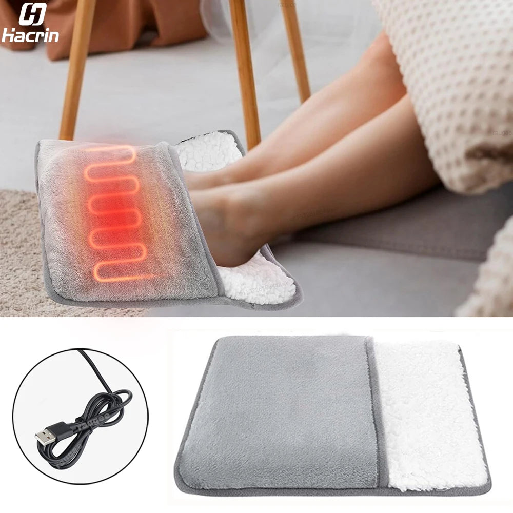 USB electric foot warmer with soft plush lining, front view