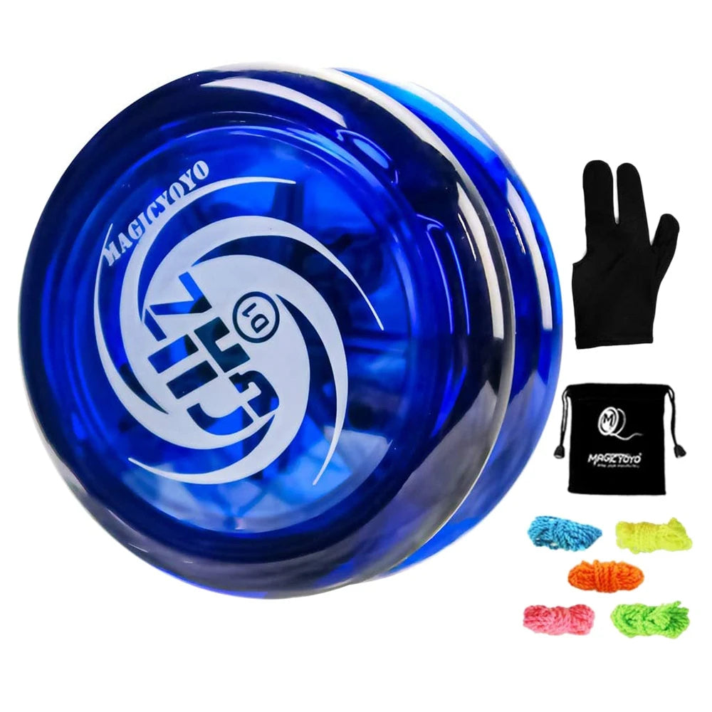 Responsive yo-yo set for kids with extra strings, glove and storage bag