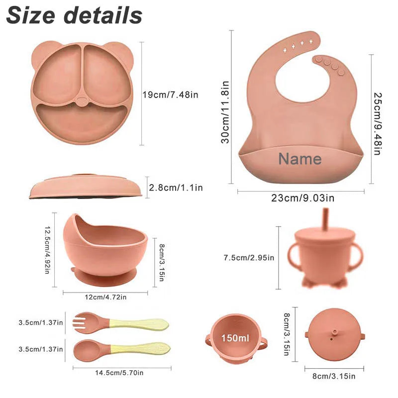 Personalized Baby Silicone Feeding Set – 6 Pcs Alsonic UK