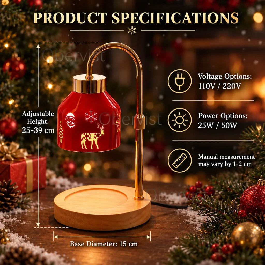 Christmas Candle Warmer Lamp – Red Metal Shade Alsonic UK