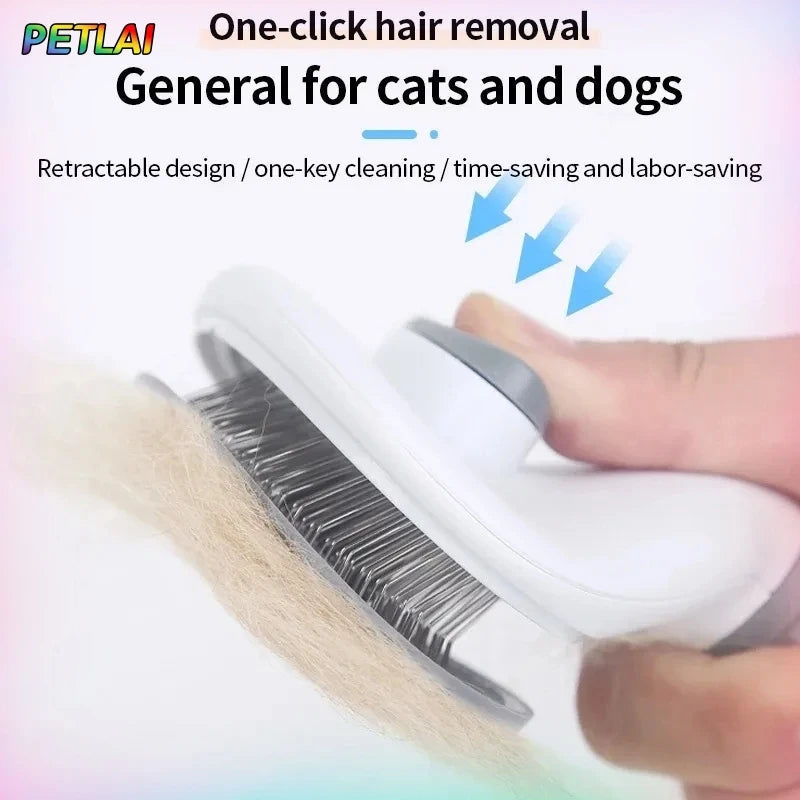 Self-Cleaning Slicker Brush for Cats & Dogs – Pet Hair Removal Grooming Comb with Anti-Slip Handle Alsonic UK