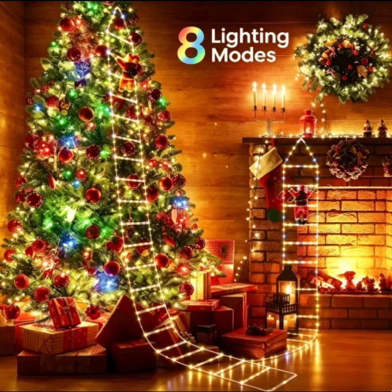 Santa Claus Ladder LED String Lights – Hanging Christmas Decoration for Indoor & Outdoor Use Stylish Shop