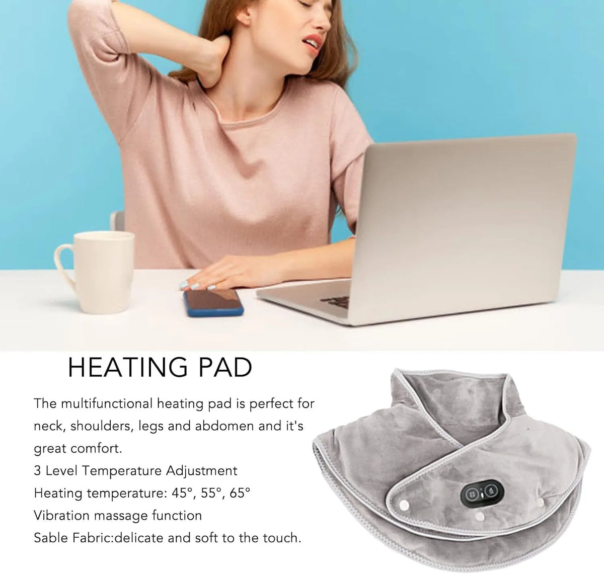 Electric Heated Neck & Shoulder Massager – Vibration Massage Pad for Neck and Back Alsonic UK