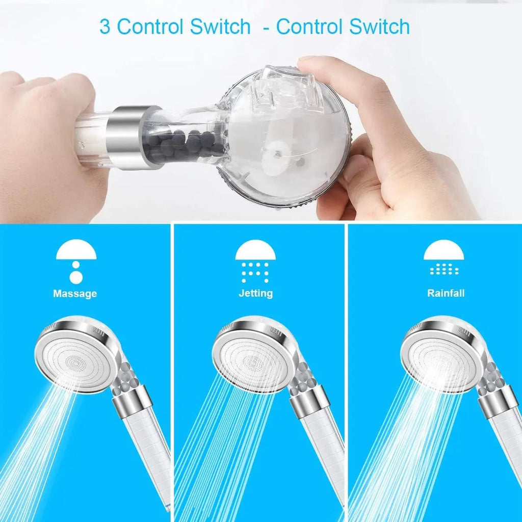 3 Mode High Pressure Shower Head with Water Filter Alsonic UK