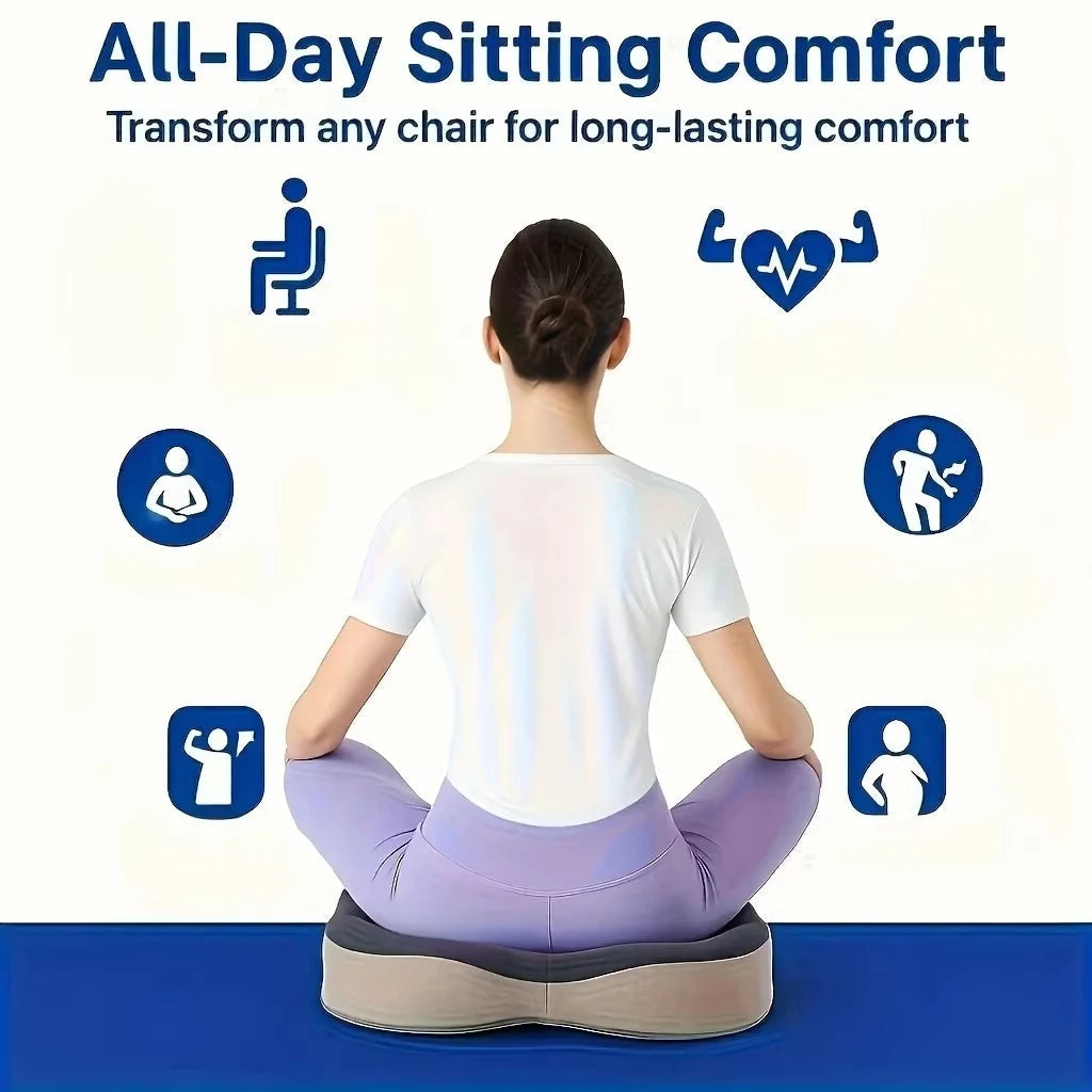 Memory Foam Seat Cushion – Non-Slip Comfort Cushion for Office Chair & Car Seat, Grey Alsonic UK