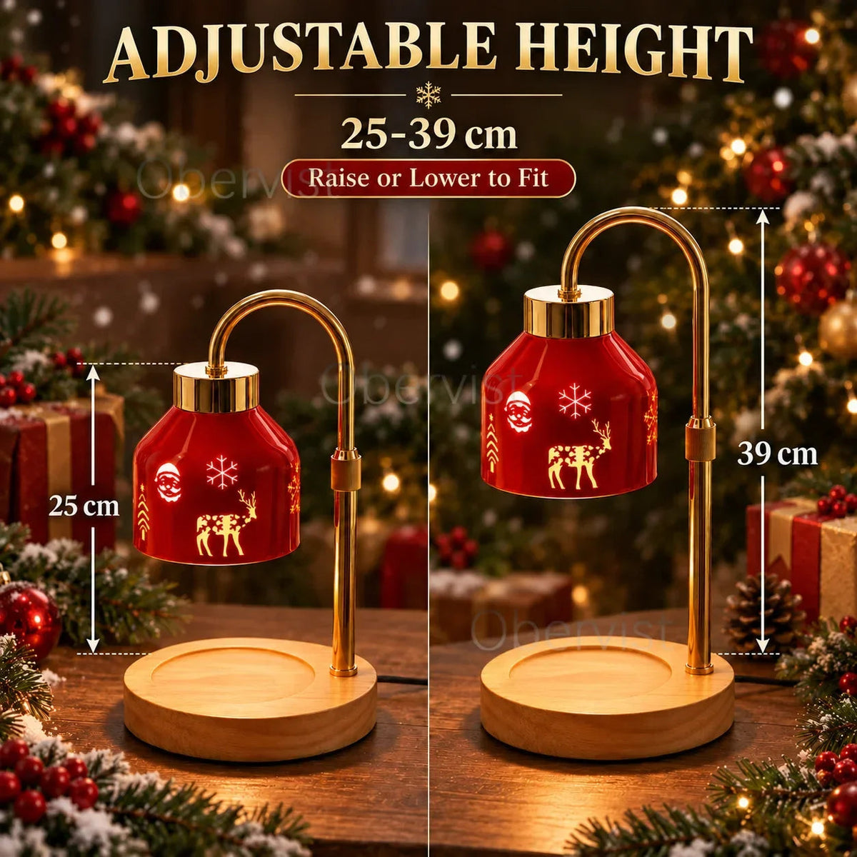 Christmas Candle Warmer Lamp – Red Metal Shade Alsonic UK