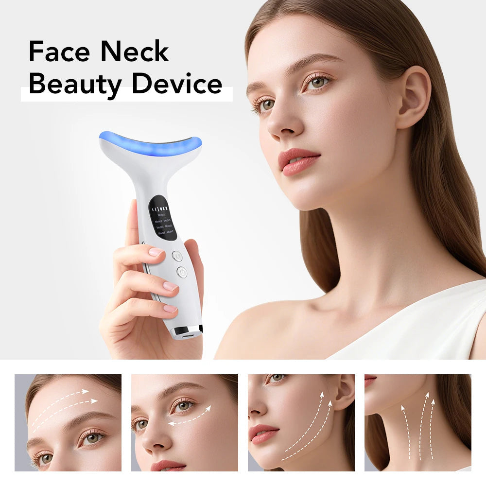 7 Colour LED Neck & Face Beauty Device – EMS Vibration Facial Massager for Skincare Routine Alsonic UK
