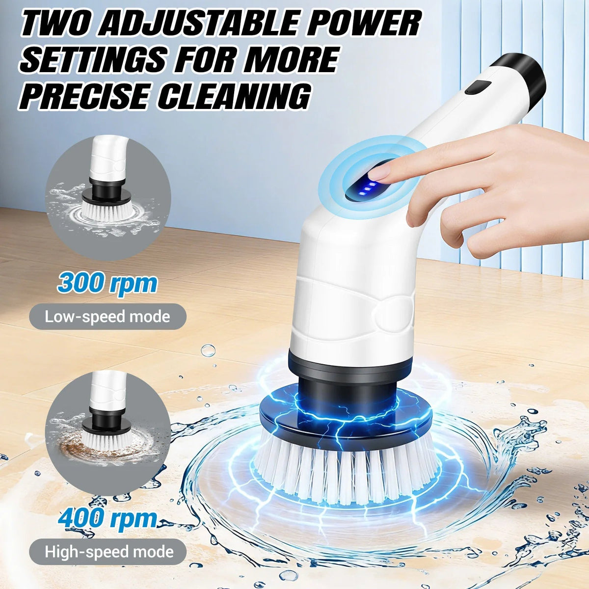 Electric Spin Scrubber – Cordless Shower Cleaning Brush with 9 Heads & Long Handle Alsonic UK