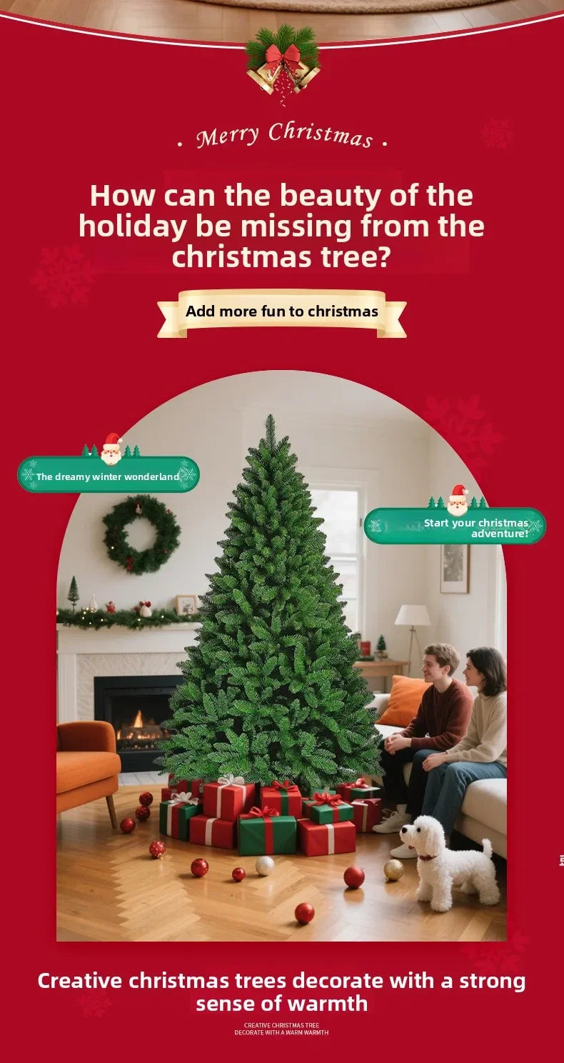 Luxury dense green PVC artificial Christmas tree for home and mall decoration
