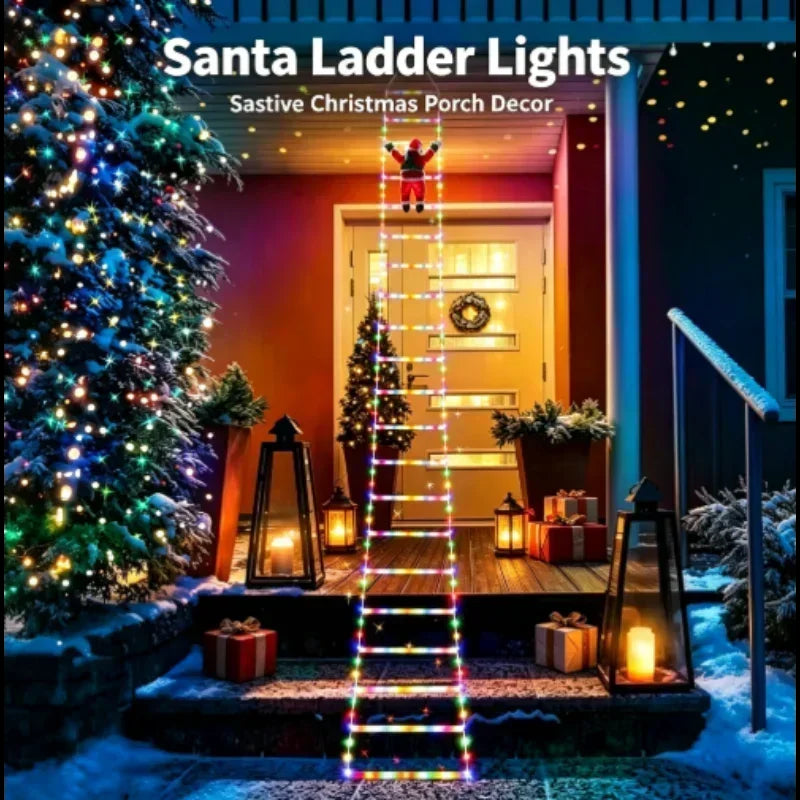 Santa Claus Ladder LED String Lights – Hanging Christmas Decoration for Indoor & Outdoor Use Stylish Shop
