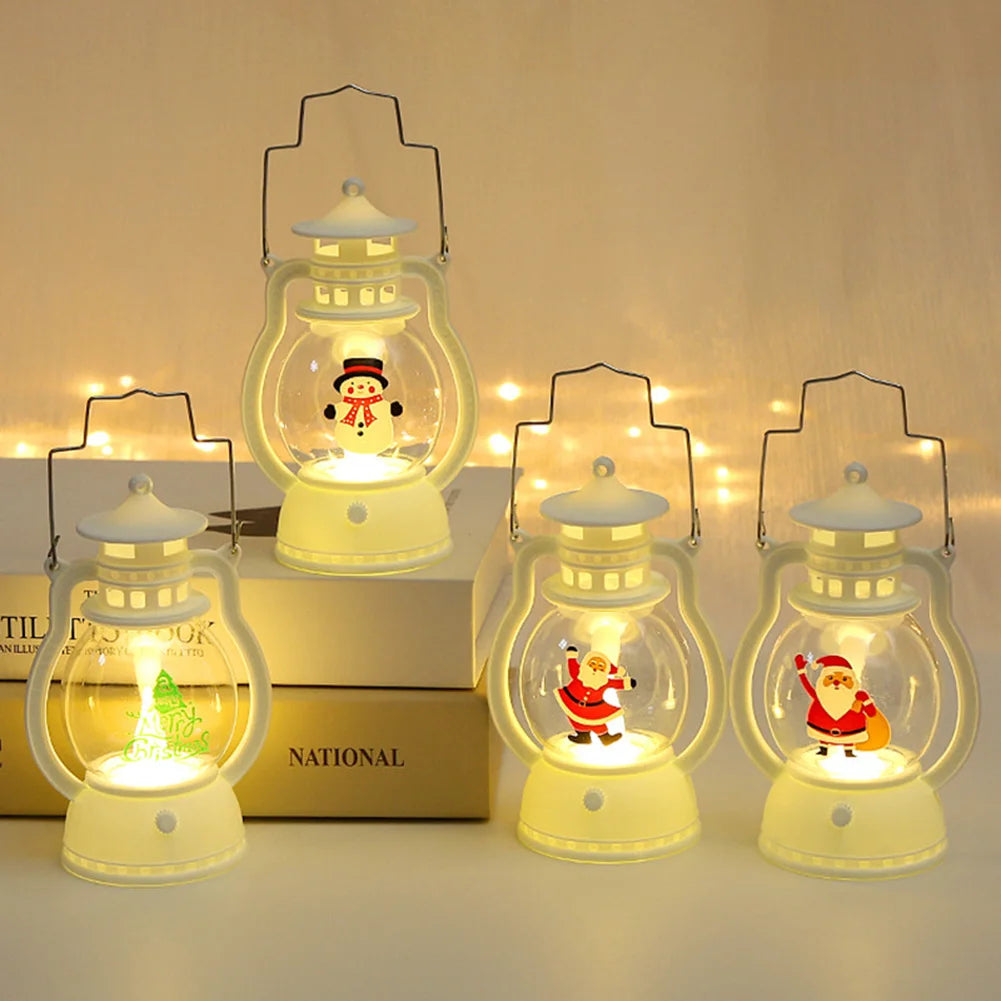 Christmas LED Lantern Night Light – Battery Operated Hanging Decorative Lantern with Handle Stylish Shop