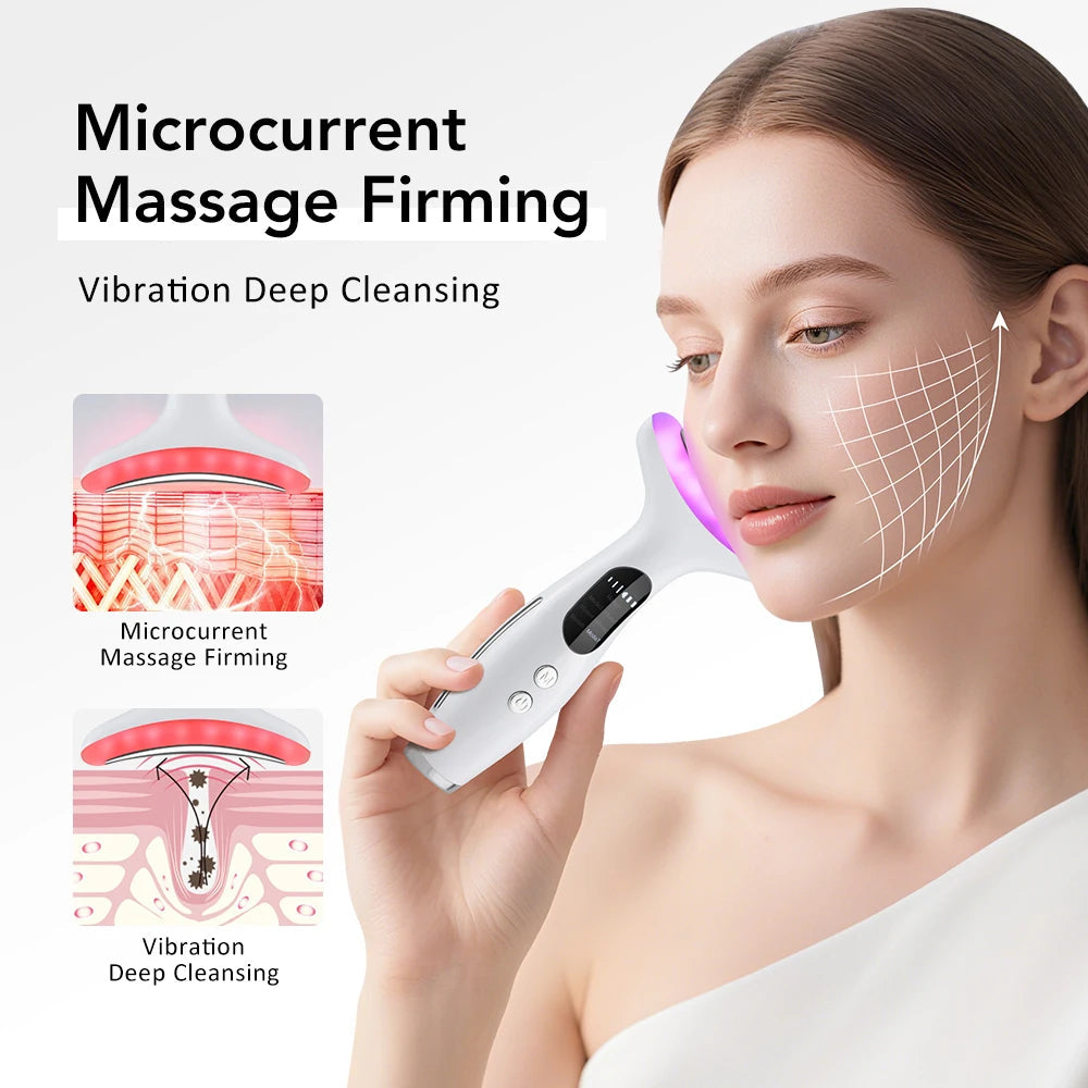 7 Colour LED Neck & Face Beauty Device – EMS Vibration Facial Massager for Skincare Routine Alsonic UK