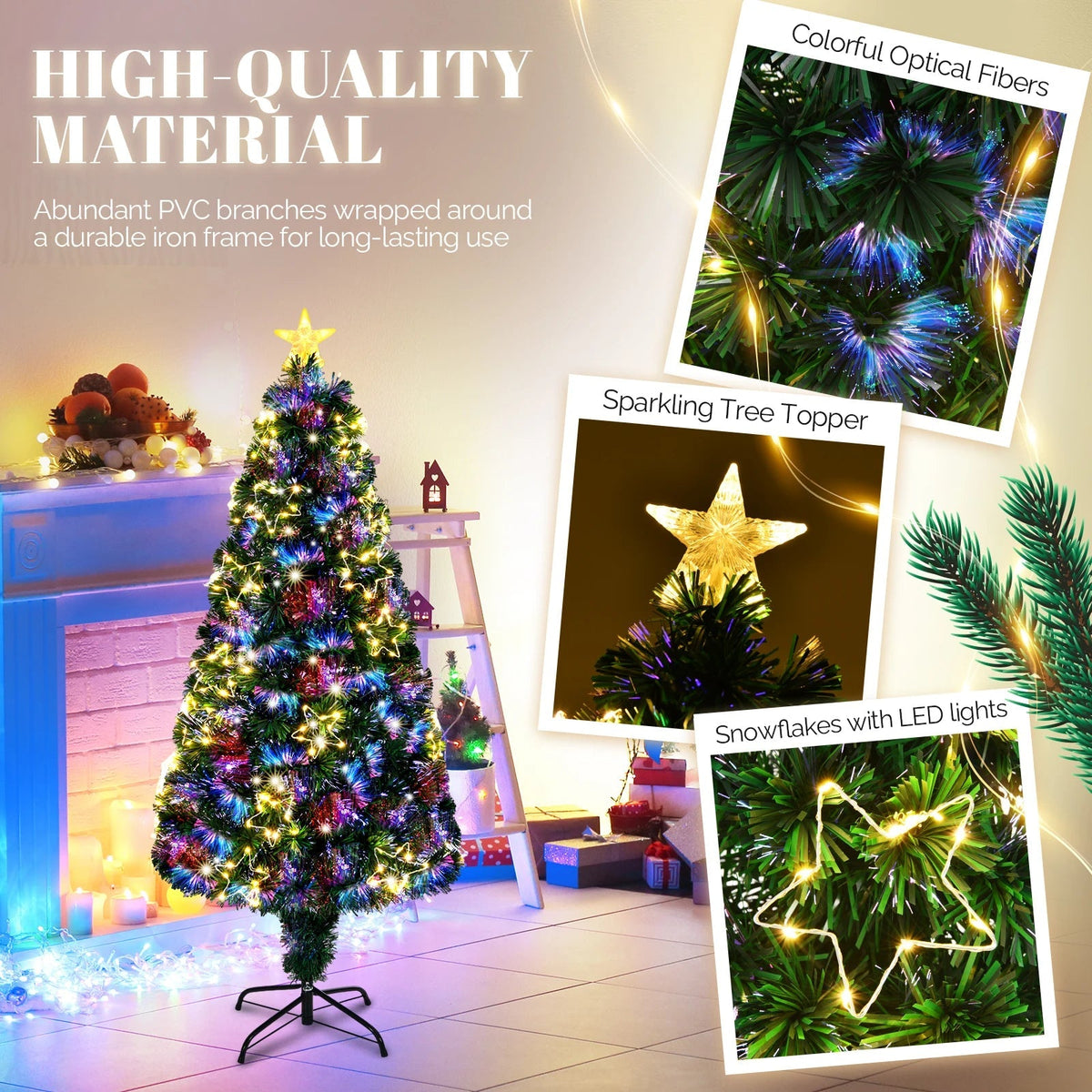 4ft Pre-Lit Fibre Optic Christmas Tree – 120cm Alsonic UK