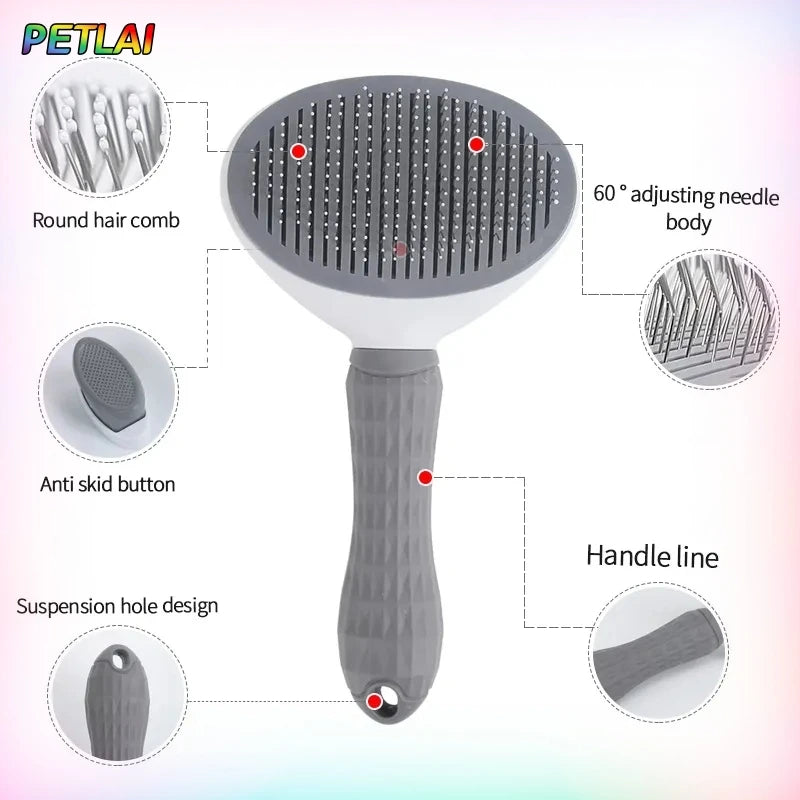 Self-Cleaning Slicker Brush for Cats & Dogs – Pet Hair Removal Grooming Comb with Anti-Slip Handle Alsonic UK