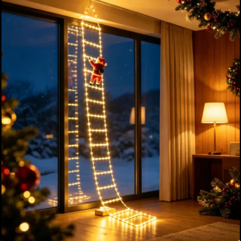 Santa Claus Ladder LED String Lights – Hanging Christmas Decoration for Indoor & Outdoor Use Stylish Shop