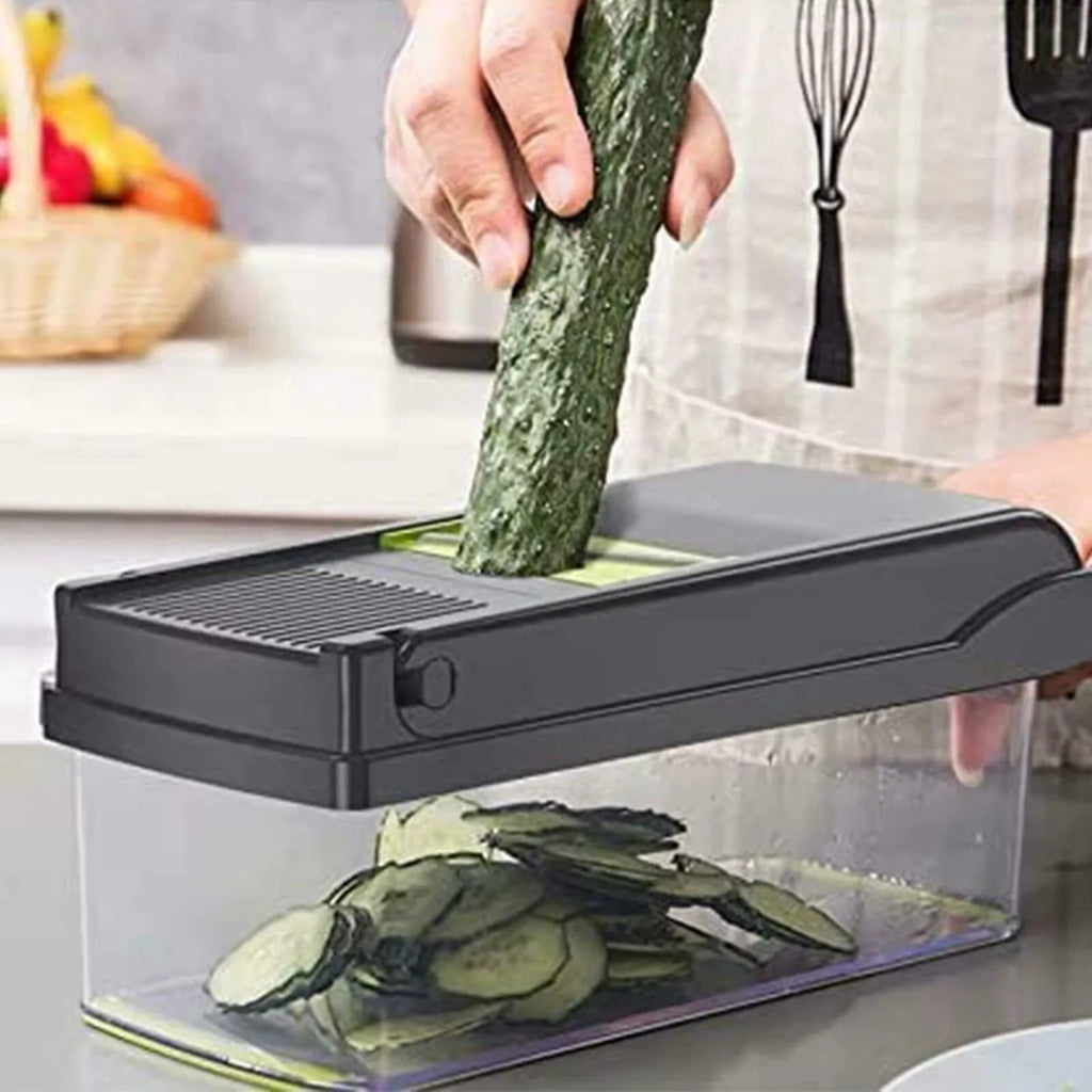 16-in-1 Vegetable Chopper & Slicer with 1.5L Container – Stainless Steel Mandoline Cutter Alsonic UK