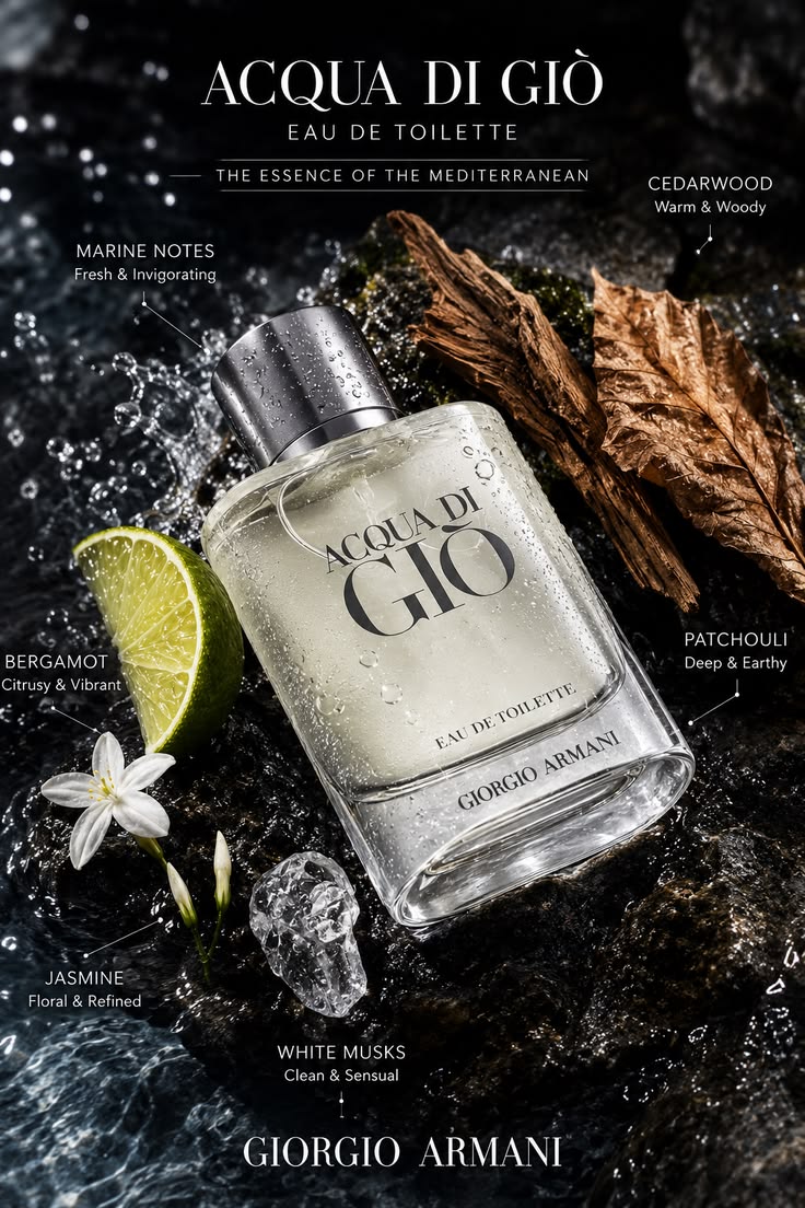 Giorgio Armani Acqua di Gio Eau de Toilette 3.4 oz 100ml Spray | Fresh Aquatic Men's Cologne