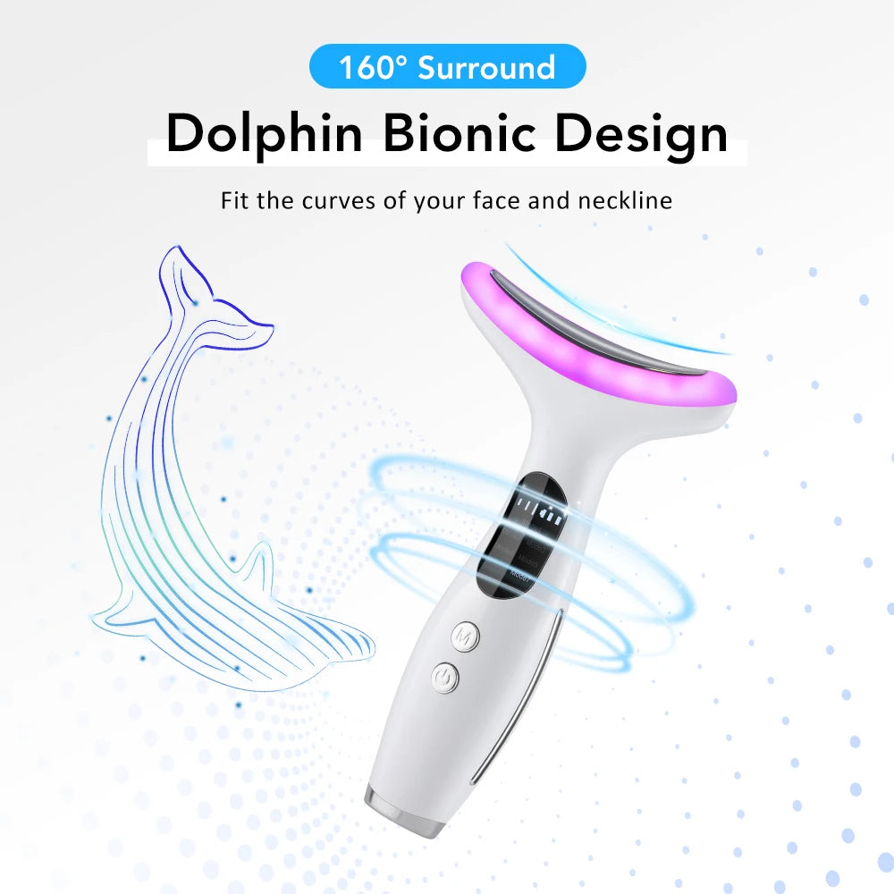 7 Colour LED Neck & Face Beauty Device – EMS Vibration Facial Massager for Skincare Routine Alsonic UK