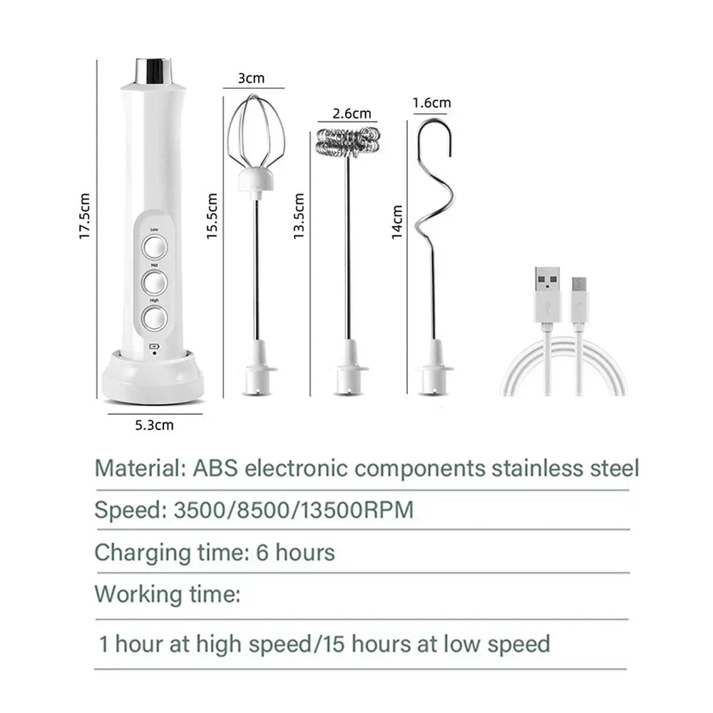 USB Rechargeable Milk Frother – Mini Handheld Electric Foam Maker with 3 Speeds Alsonic UK
