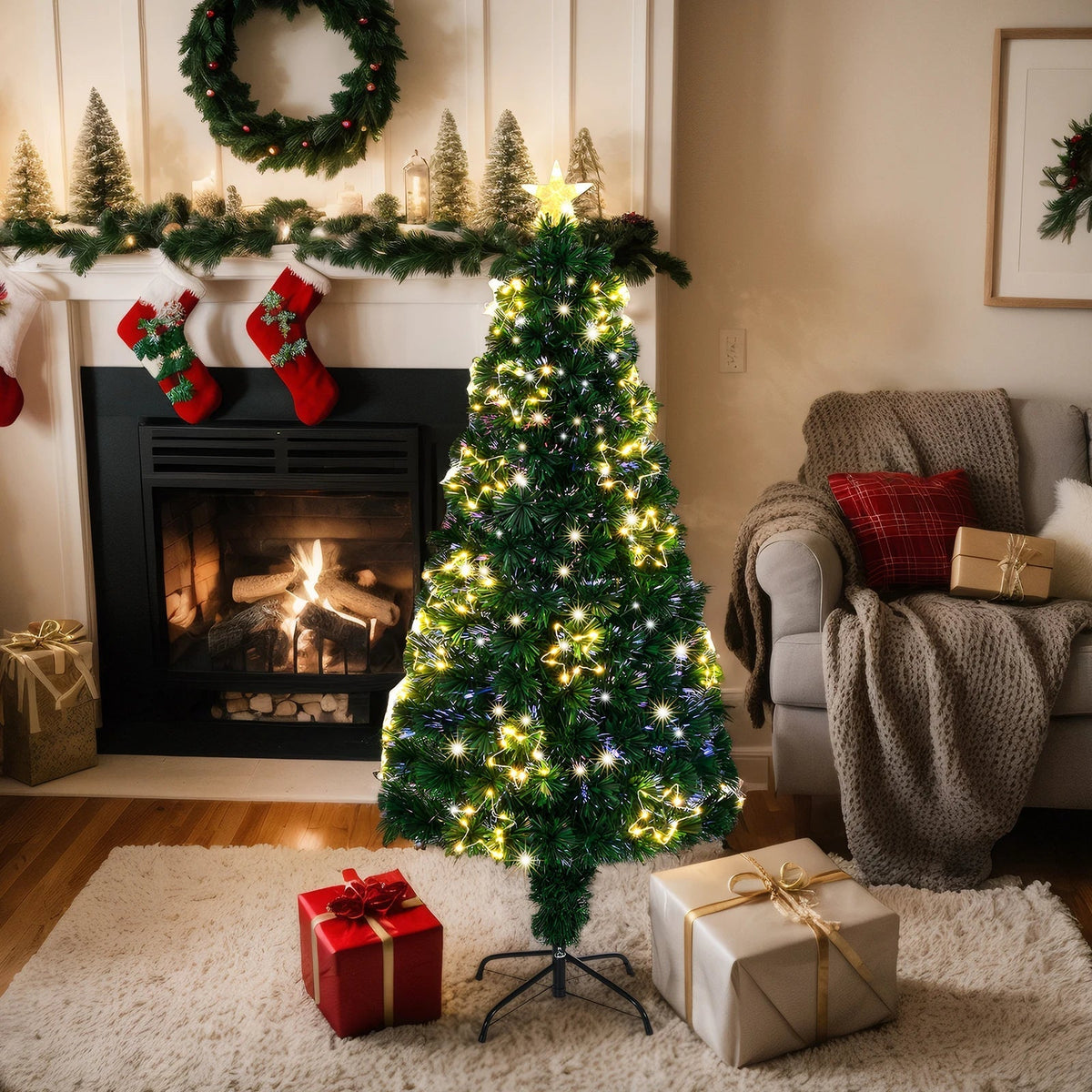 4ft Pre-Lit Fibre Optic Christmas Tree – 120cm Alsonic UK
