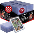 Ultra Pro rigid toploaders and soft card sleeves protecting standard trading cards