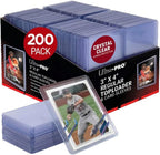 Ultra Pro rigid toploaders and soft card sleeves protecting standard trading cards