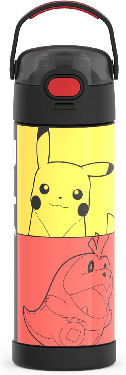 Thermos Pokémon insulated stainless steel kids water bottle 16 oz with push-button lid and handle