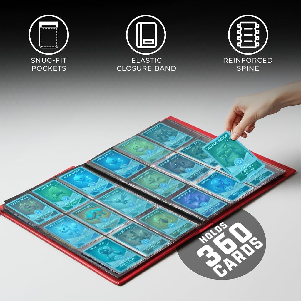 360 Pocket Card Binder – 9-Pocket Side-Loading TCG & Sports Card Album