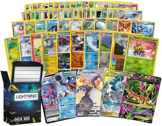Pokémon card bundle of 50 assorted cards with a deck box and a guaranteed double rare card