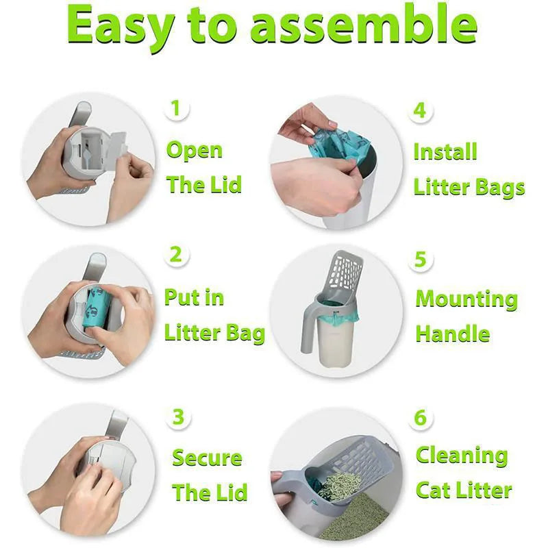 Cat Litter Scooper with Built-In Waste Bags Alsonic UK