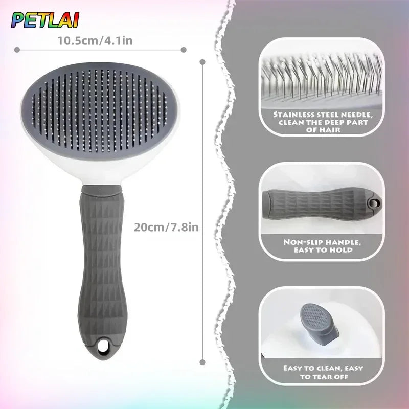 Self-Cleaning Slicker Brush for Cats & Dogs – Pet Hair Removal Grooming Comb with Anti-Slip Handle Alsonic UK