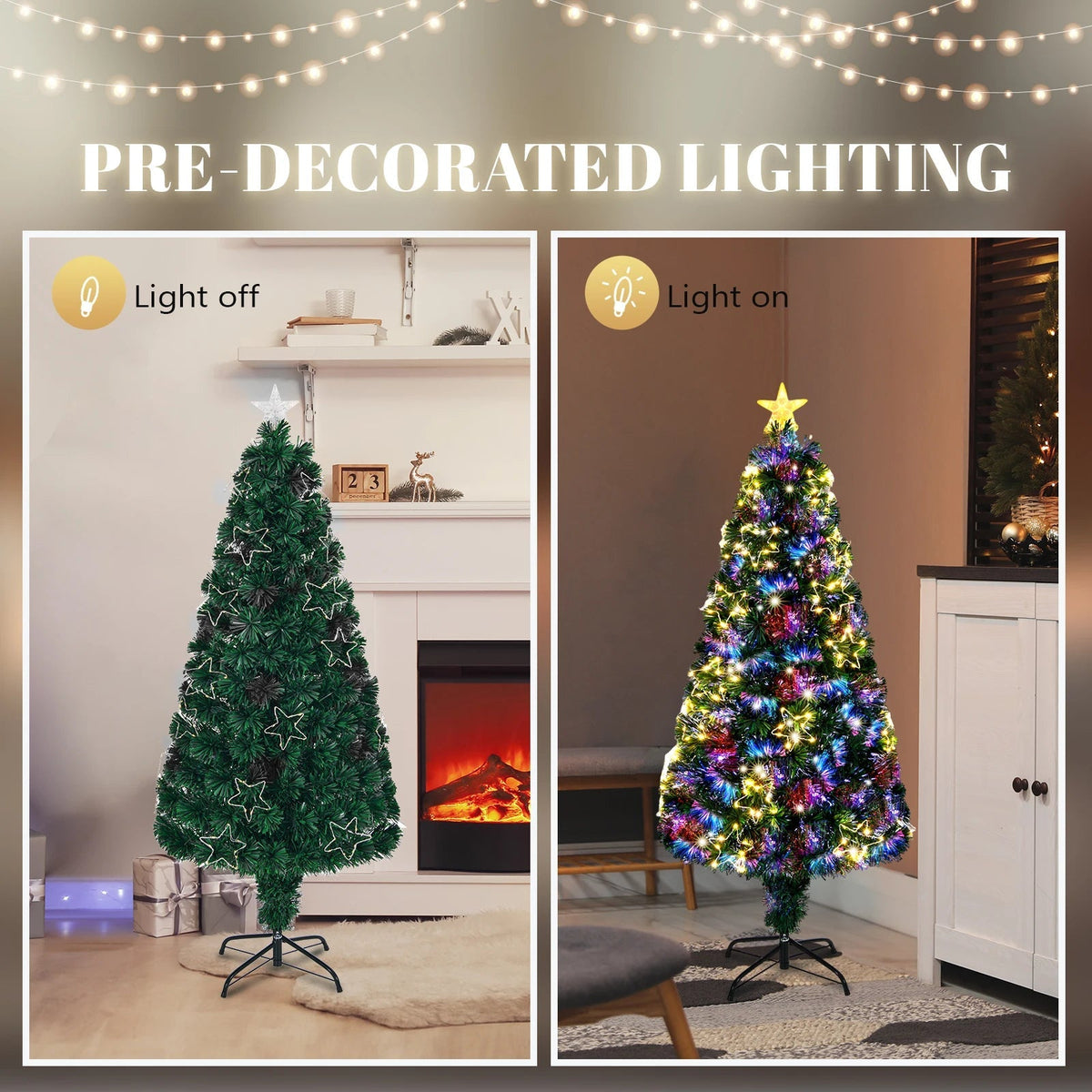 4ft Pre-Lit Fibre Optic Christmas Tree – 120cm Alsonic UK