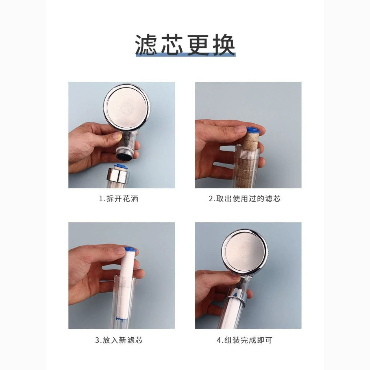3 Mode High Pressure Shower Head with Water Filter Alsonic UK