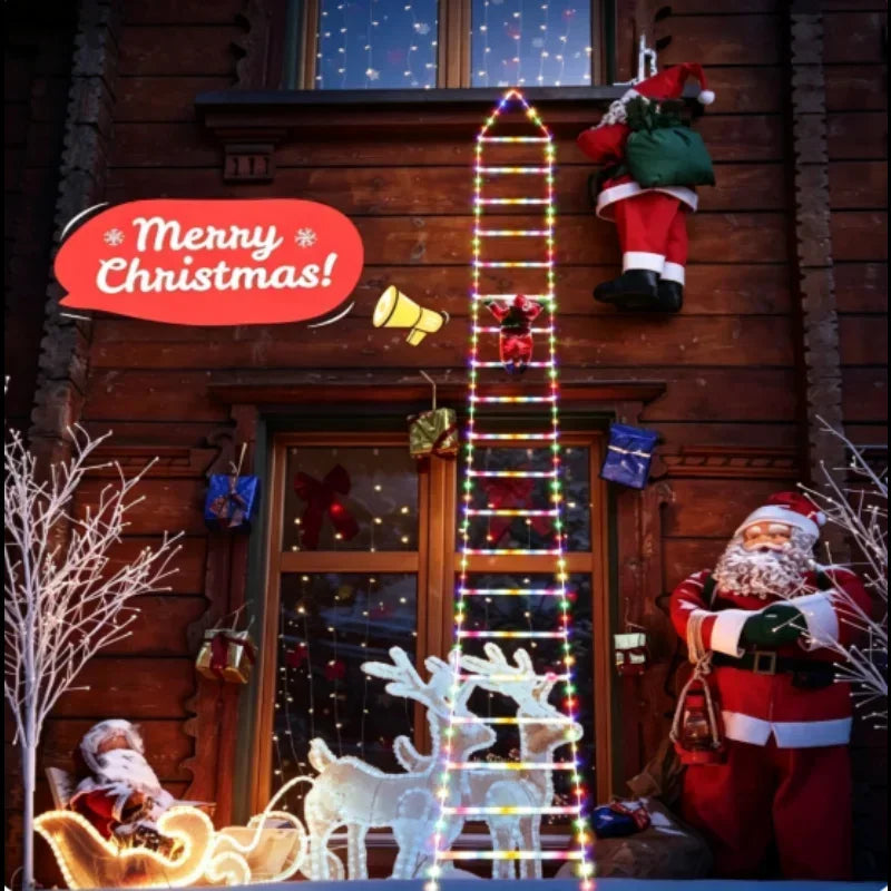 Santa Claus Ladder LED String Lights – Hanging Christmas Decoration for Indoor & Outdoor Use Stylish Shop