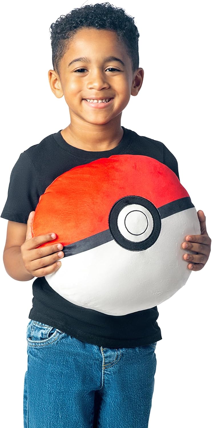 Pokémon Poké Ball Cloud Pillow 12" – Soft Plush Cushion for Kids Room Decor