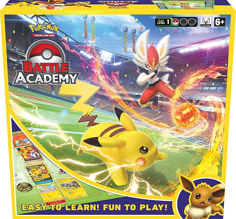 Pokémon TCG Battle Academy 3-deck set with Pikachu V, Cinderace V and Eevee V and game board