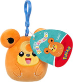 Pokémon Squishmallows Teddiursa Plush Clip – Soft Collectible Clip-On Toy