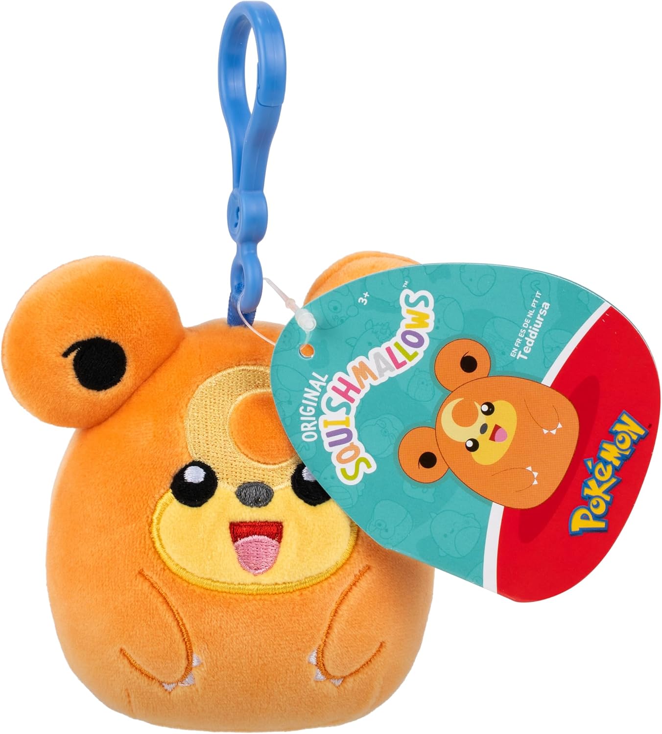 Pokémon Squishmallows Teddiursa Plush Clip – Soft Collectible Clip-On Toy