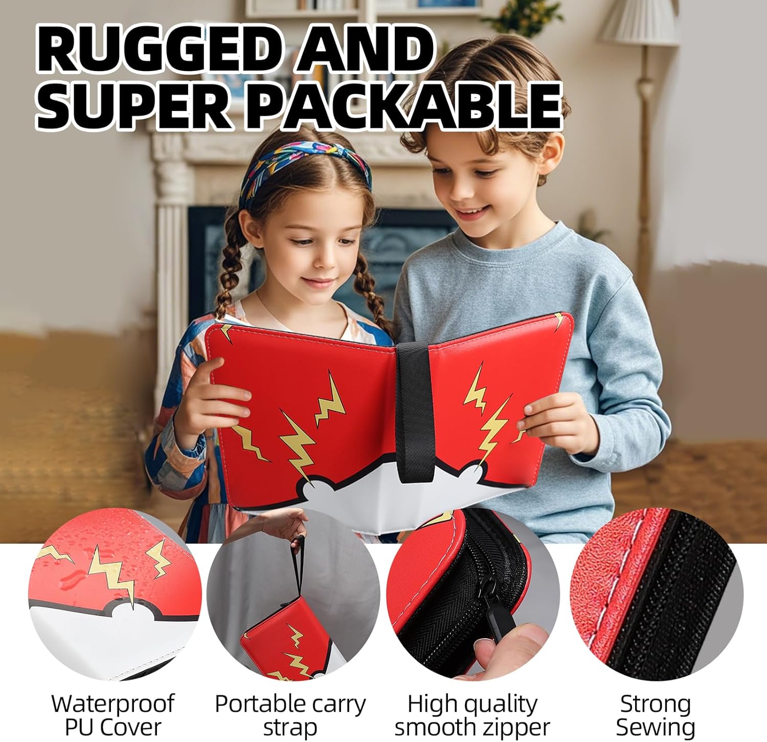 Trading Card Binder 400 Cards – Zippered Card Holder for Game & Sports Cards