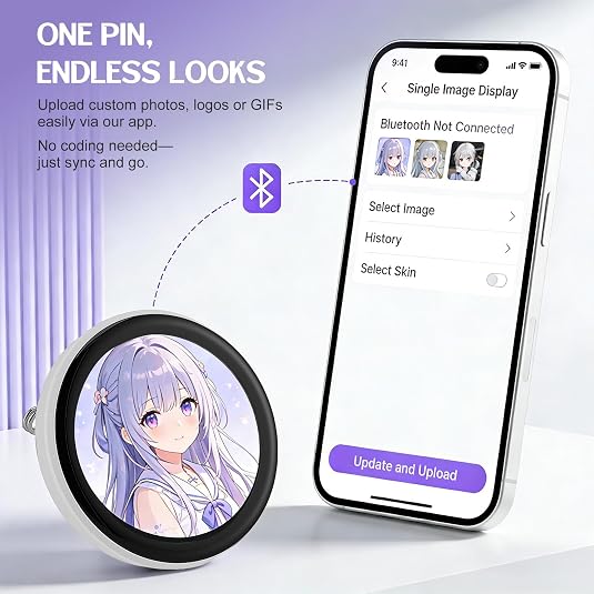 Digital Badge Pin – 1.7" LED Touchscreen Wearable for Photos, GIFs & Videos