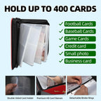 Trading Card Binder 400 Cards – Zippered Card Holder for Game & Sports Cards