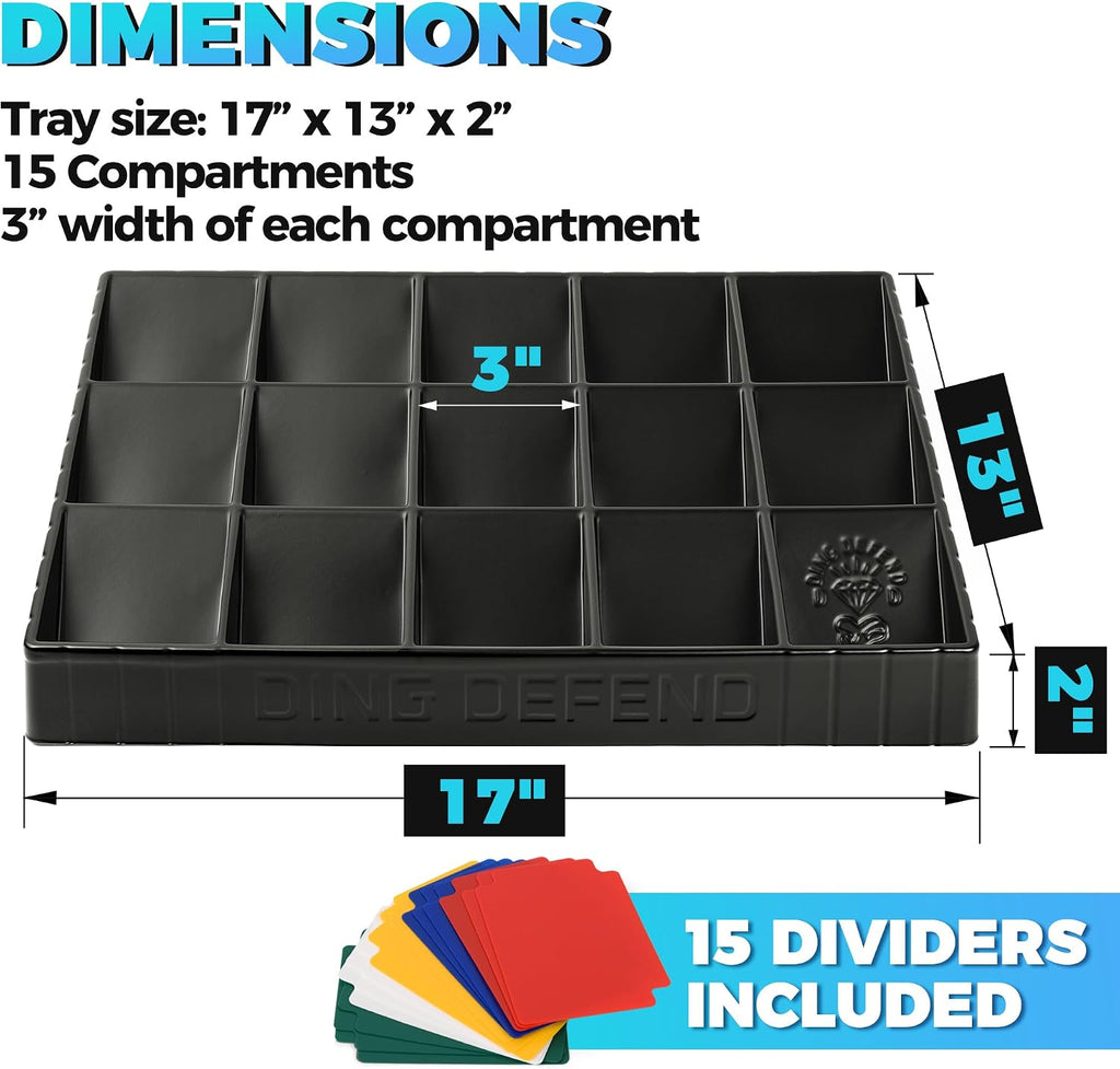 Trading Card Storage Tray – 15 Compartment Sorting Organizer for Sports Cards