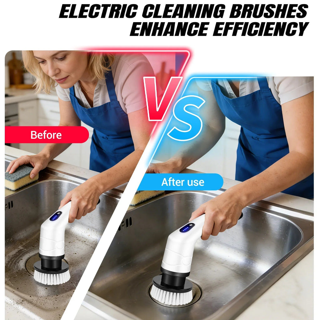 Electric Spin Scrubber – Cordless Shower Cleaning Brush with 9 Heads & Long Handle Alsonic UK