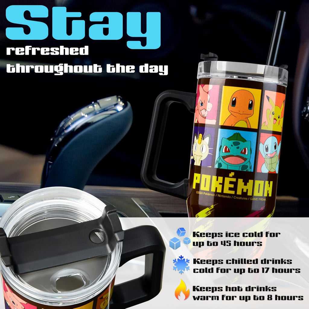 Pokémon Insulated Tumbler for Kids – Stainless Steel Cup with Straw & Handle