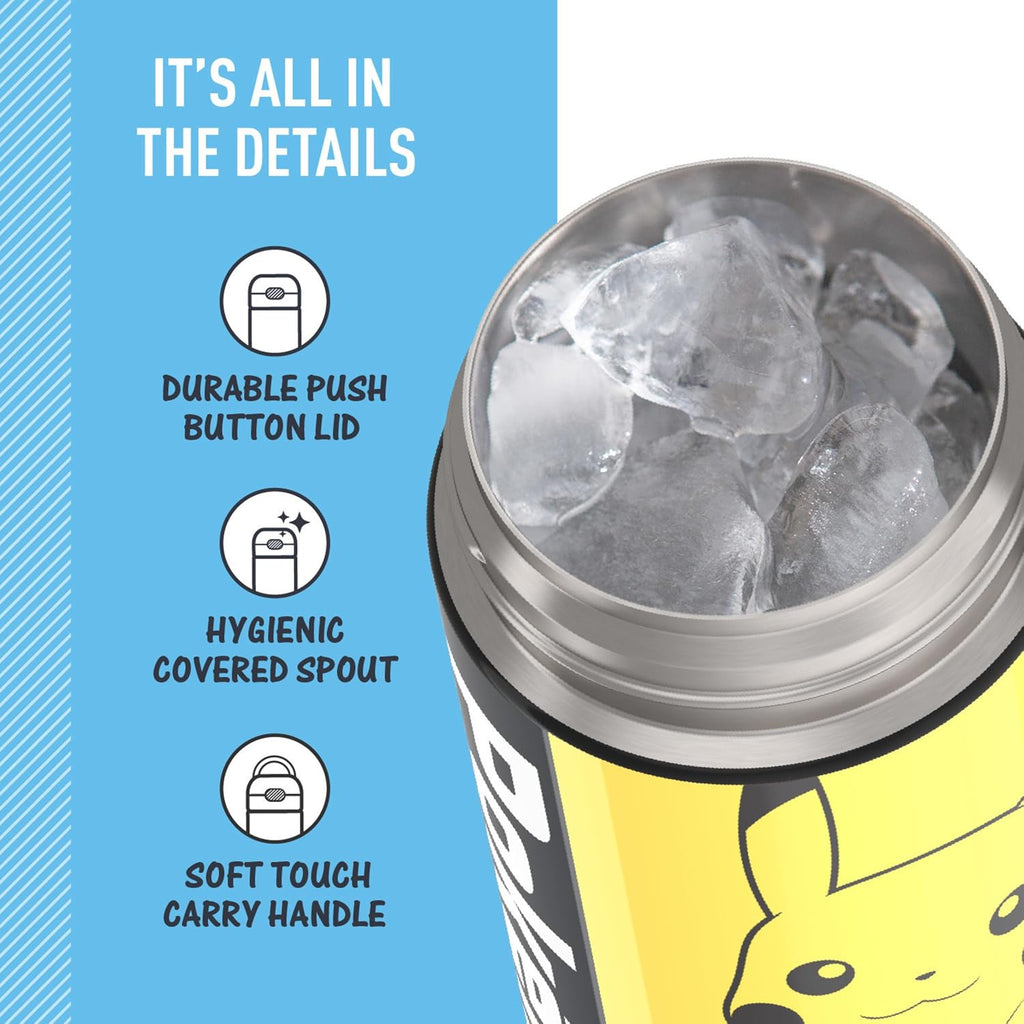 Thermos Pokémon Kids Water Bottle 16 oz – Insulated Stainless Steel Bottle