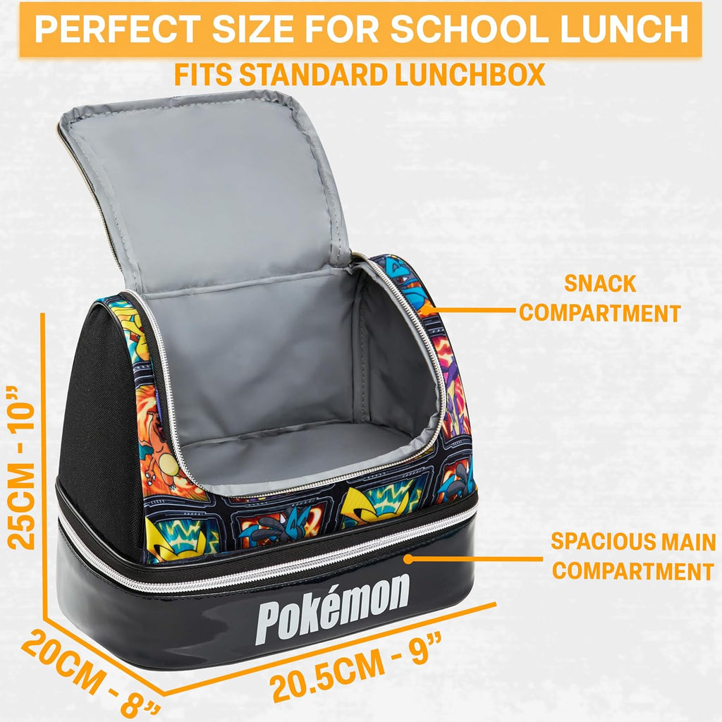 Pokémon Insulated Lunch Bag – Dual Compartment Kids Lunch Box with Handle