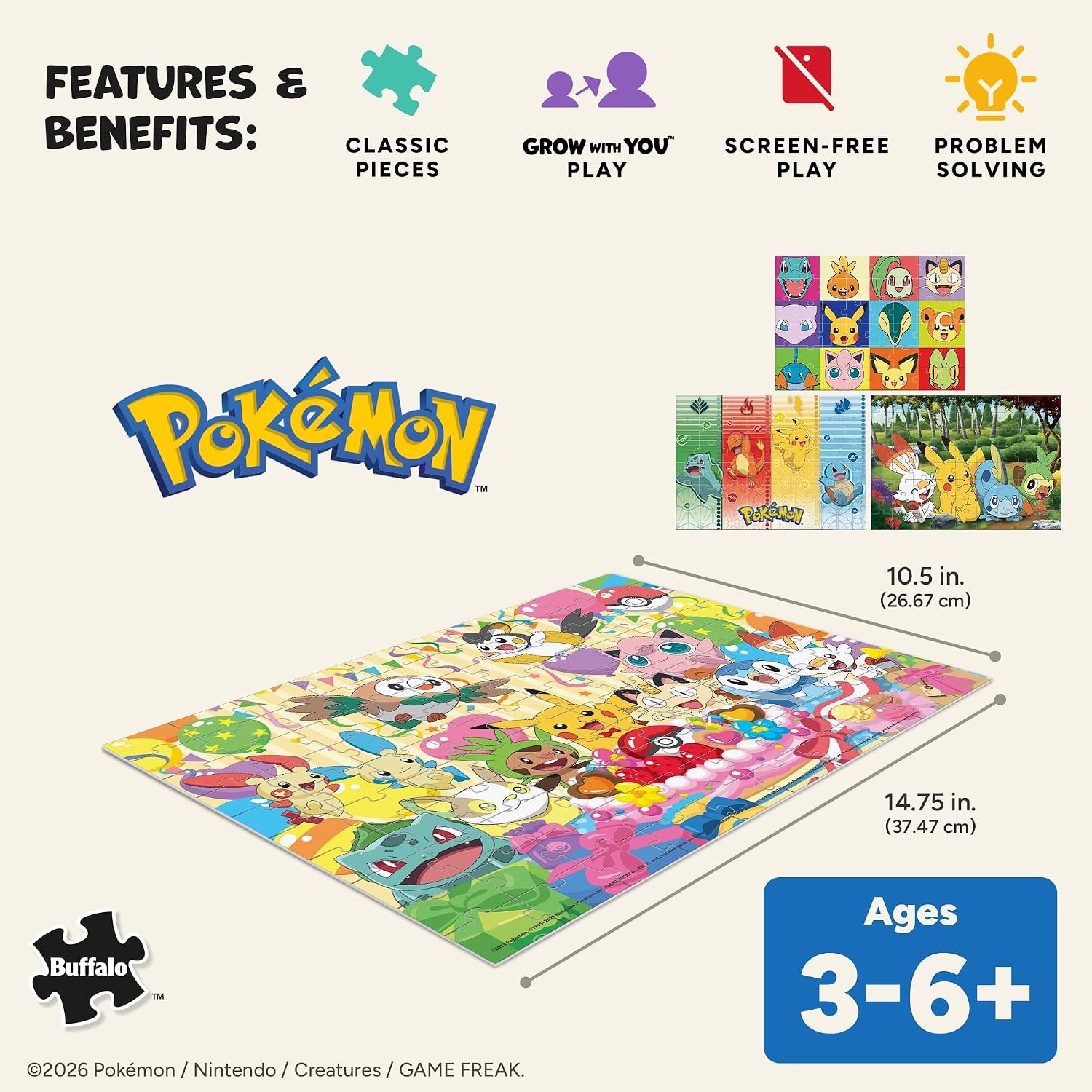 Pokémon Puzzle 4-Pack – Four 500 Piece Jigsaw Puzzles with Reference Posters