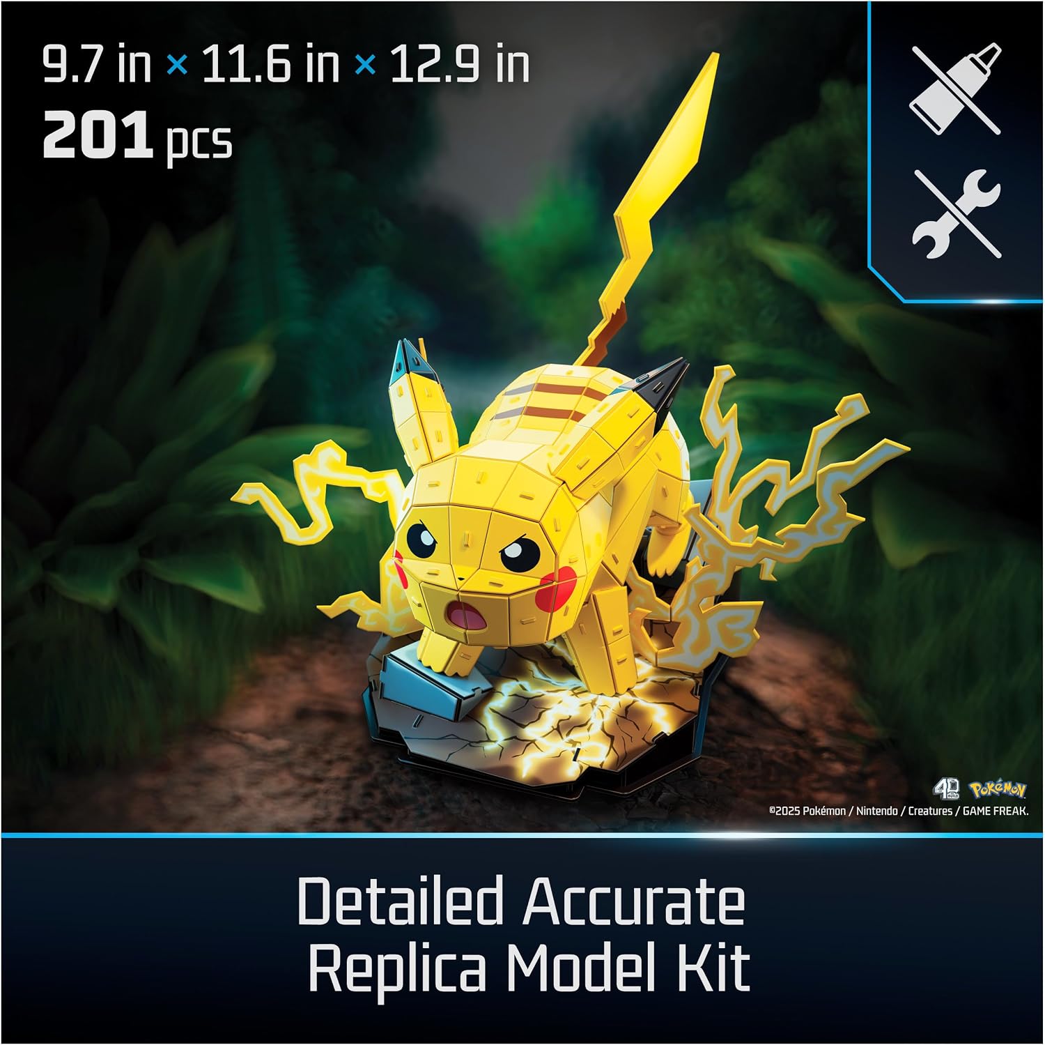 4D Build Pikachu 3D Puzzle – Pokémon Model Kit with 201 Pieces for Display